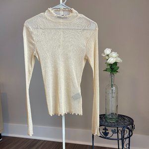 Urban Outfitters Gold Glitter Mesh Long Sleeve Top